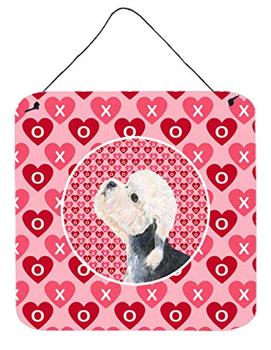 Caroline's Treasures SS4503DS66 Dandie Dinmont Terrier Hearts Love Valentine's Day Wall or Door Hanging Prints Aluminum Metal Sign Kitchen Wall Bar Bathroom Plaque Home Decor, 6x6, Multicolor