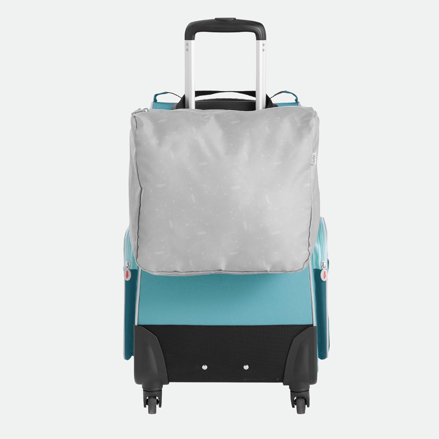 HABA Kinder-Schranktrolley Petrol mit 4 Rollen – Kinderkoffer aus recyceltem Polyester mit Schmutzwäschebeutel, 3 herausnehmbaren Böden und 4 Reißverschluss-Außentaschen – 2012724001