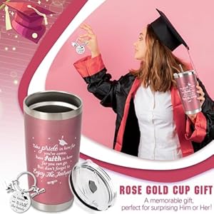 2025 graduation gift for her tumbler 20 oz rose gold wine tumbler cup with lidstrawbrush keychain and card set with gift box for nursing high school college female graduates  urban country home decor