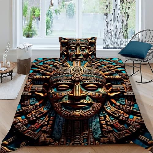 Housse de couette single microfibre imprimé 3d totem literie - 3