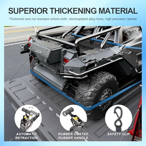 Image of SZYANG 2PCS Retractable Ratchet Straps Compatible with 2023-2026 Chevy Colorado GMC Canyon Retractable Tie Down Straps Replacement for 2023-2026 Chevy Colorado Accessories