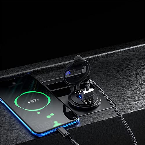 yeacher Adaptador de carregador de carro PD & USB dispositivo de carregamento rápido de porta dupla