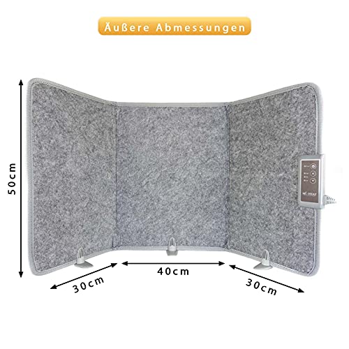 Mi-Heat infrarood bureauverwarming verwarmingspaneel 260W | vloerverwarming voor bureau werkplek onder de tafel | temperatuur tot 60°C opvouwbaar, grijs - Image 5