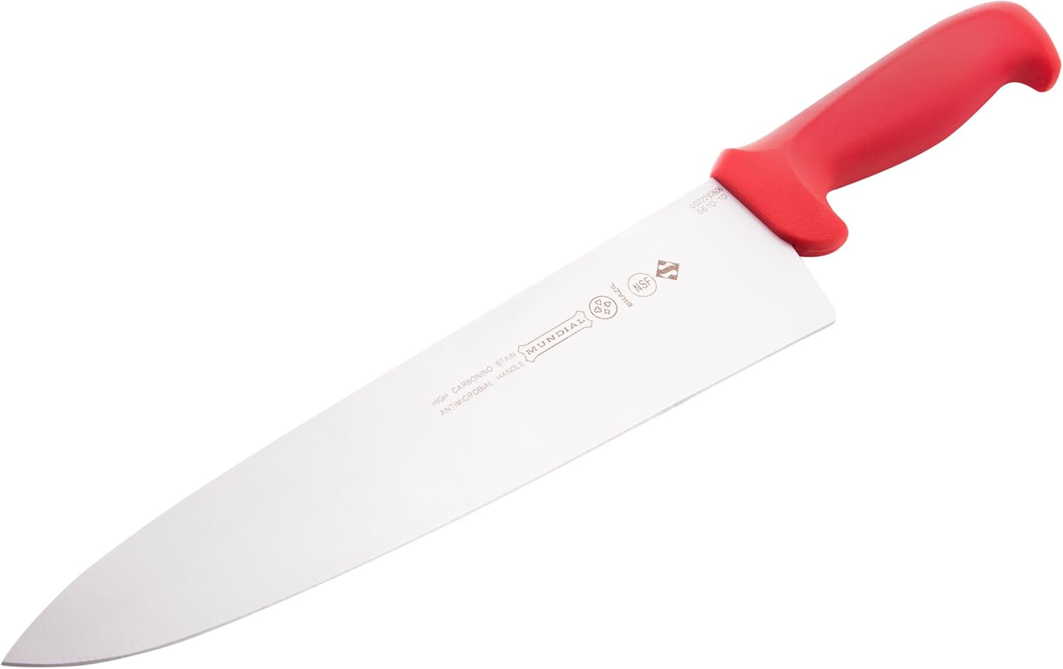 Mundial 5600 Series 8-Inch Chef’s Knife, High-Carbon Stainless Steel Blade, Red Polypropylene Handle, Professional Kitchen Knife, NSF Certified