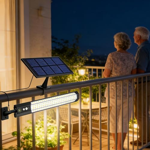 Solar Wall Light – 15.35 Inches Outdoor Lighting | Motion Sensor Lamp – ABS Solar Powered Wall Pendant Light With Remote Control Three Lighting Modes For Gardens Pathways Patios Driveways And Home – Image 3