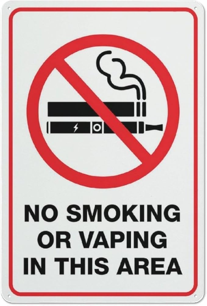 No Smoking Or Vaping Within In This Area Sign Warning Tin Sign Home Kitchen Farm Garden Garage Wall Decor Gift For Women Men 8x12 Inch