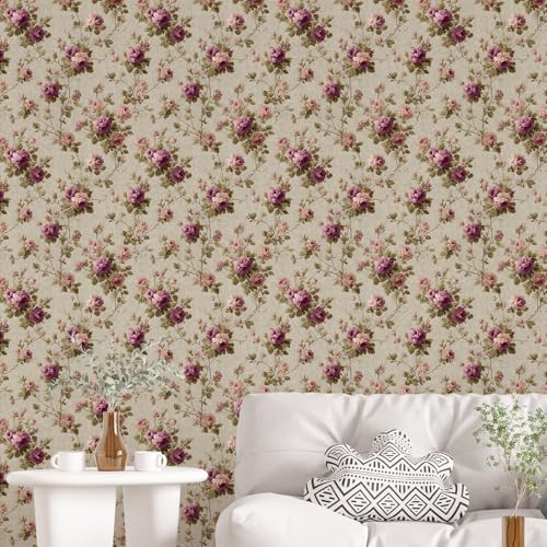 Image of PAPER PLANE DESIGN Vintage Floral Self Adhesive Wallpaper Peel & Stick, Waterproof, Stain-Proof & Self Adhesive Vinyl | Easy to Clean | 16 in X 90 in, Decor for Bedroom, Hallway, Living Room (A)