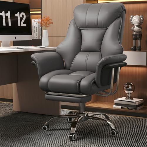 HDHNBA Fauteuil de Bureau Grand Format et Haute résistance 250 kg Fauteuil de Direction en Cuir synthétique Extra Large avec Repose-Pieds rétractable,...