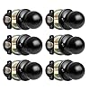 Ilyapa Passage Door Knobs, Black Closet Door Knob- Ball Style Closet Door Handle Matte Black Farmhouse Door Knobs Interior Non Locking Indoor Doorknob, Round Doorknob, Black Matte Door Knob, 6 Pack