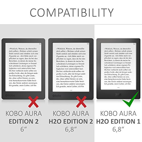 kwmobile hoes compatibel met Kobo Aura H2O Edition 1 - Fliphoes voor e-reader in roségoud - Imitatieleren cover - Image 7