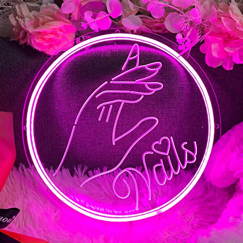 Image of NAILS Neon Sign For Spa Beauty Room Nail Brows Lashed Salon Studio 3D Art Carving Design LED Wall Decor Business Stores Logo Barber Shops Led Word Indoor Custom Neon Lights 5V USB Powered Pink 30x30cm