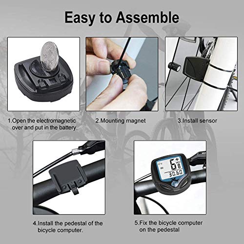 KASTEWILL Bike Speedometer Original Wireless Bike Odometer Waterproof Cycle Computer with Automatic Wake-up Multi-Function LCD Backlight Display