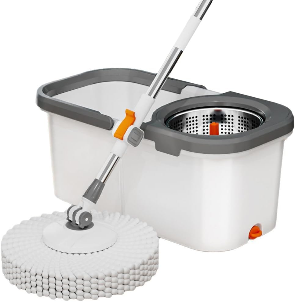 Spin Mop System with Bucket & Wringer | Ideal for Wet/Dry Floor Cleaning | Perfect for Hardwood & All Floor Types