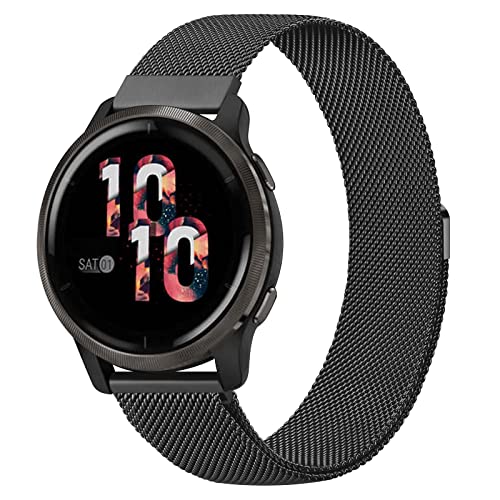 Vancle Bracelet Milanese 22 mm pour Garmin Venu 2/Garmin Vivoactive 4, bracelet en acier inoxydable, maille métallique, compatible avec Samsung Galaxy Watch 46 mm/Gear S3 Frontier(Noir) Cover