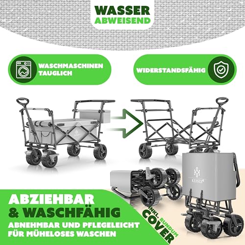 KESSER® Bollerwagen faltbar GT9000 mit Dach | inkl. 2X 3-Punkt Gurtsystem - 6