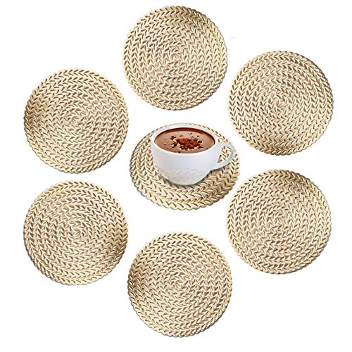 6 Piezas de Posavasos Antideslizantes, Almohadilla de Aislamiento Térmico Dorado, Mantel Individual, Diseño Hueco, Se Puede Usar en La Cocina, El Hogar, La Mesa de Comedor Cover