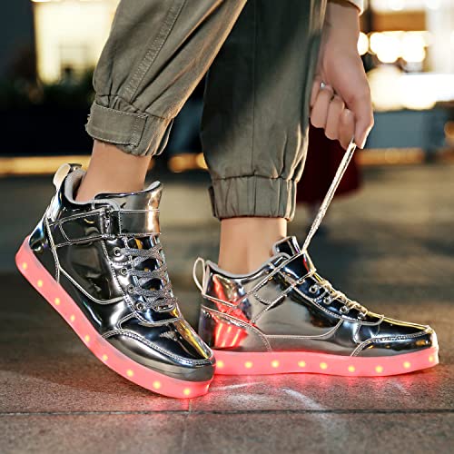 Image of JEVRITE Unisex LED Light Up High Top Sneakers - USB Charging for Women & Men - Couples Shoes