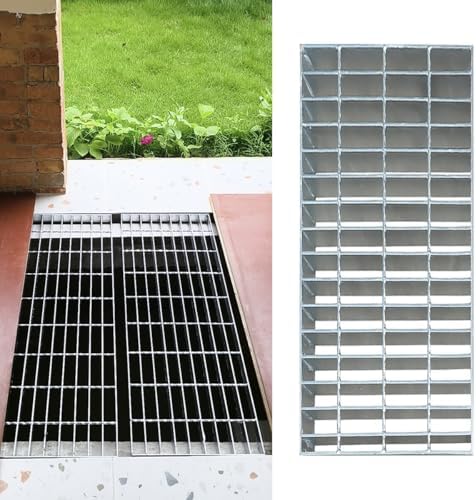 Heavy-Duty Galvanized Steel Drain Grate 19.7x9.8x1.2in, Rust-Proof Outdoor Drain Cover for Driveway, Yard, Garden, Weather-Resistant Drainage Solution