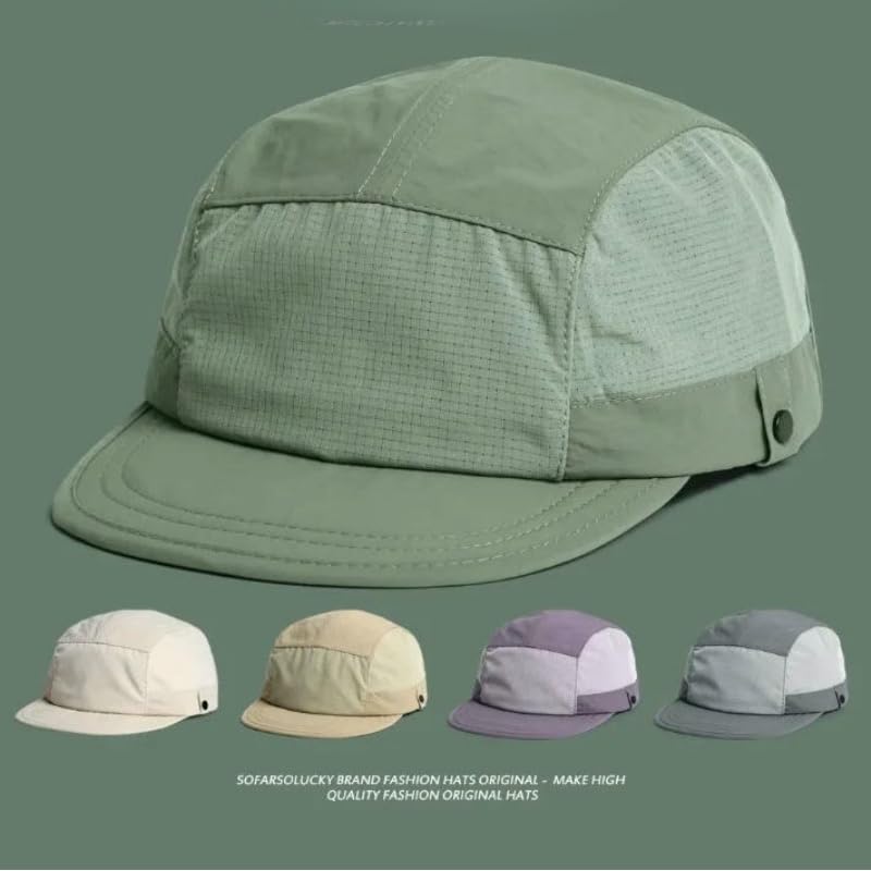 Baseball Cap Splicing Quick-Drying Flat Brim Hat for Men and Women Retro Sun Hat2