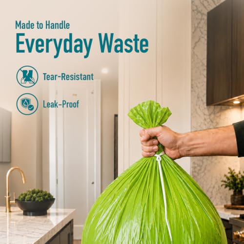 Image of Amazon Brand - Presto! Premium Perfume Garbage Bags on Roll with Tie String | Large | 25x30 Inch | 60 Count | 15 X 4 Packs | Green