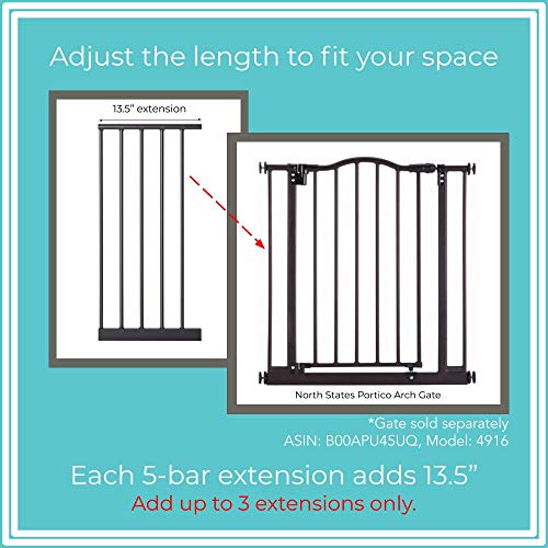 Toddleroo By North States 5 Bar Extension For Portico Arch Gate: Adjust Your Gate To Fit Your Space, Add Up To Three Extensions, No Tools Required, (Adds 13.5" Width, Matte Bronze) #TOP4