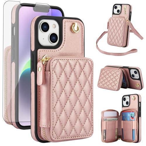 Coque iPhone 14 Plus avec protège-écran et porte-carte anti-RFID