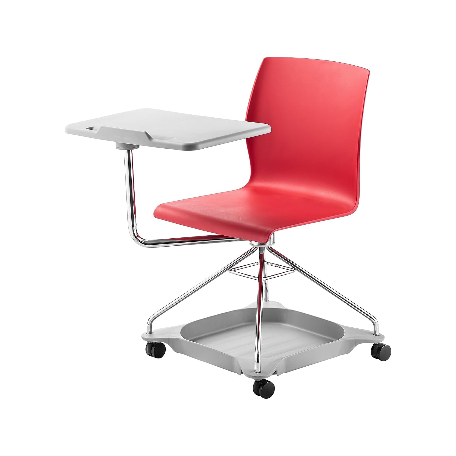 National Public Seating Mobile Chair with Tablet Arm and Storage, Red