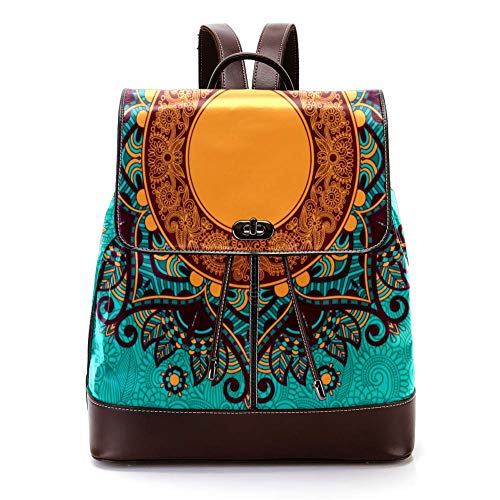 TIZORAX Hippie: Mochila de piel sintética con diseño de mandala de henna
