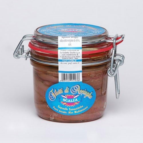 Italian Anchovy Fillets in Bail Top Mason Jar by Scalia (8.4 ounce)