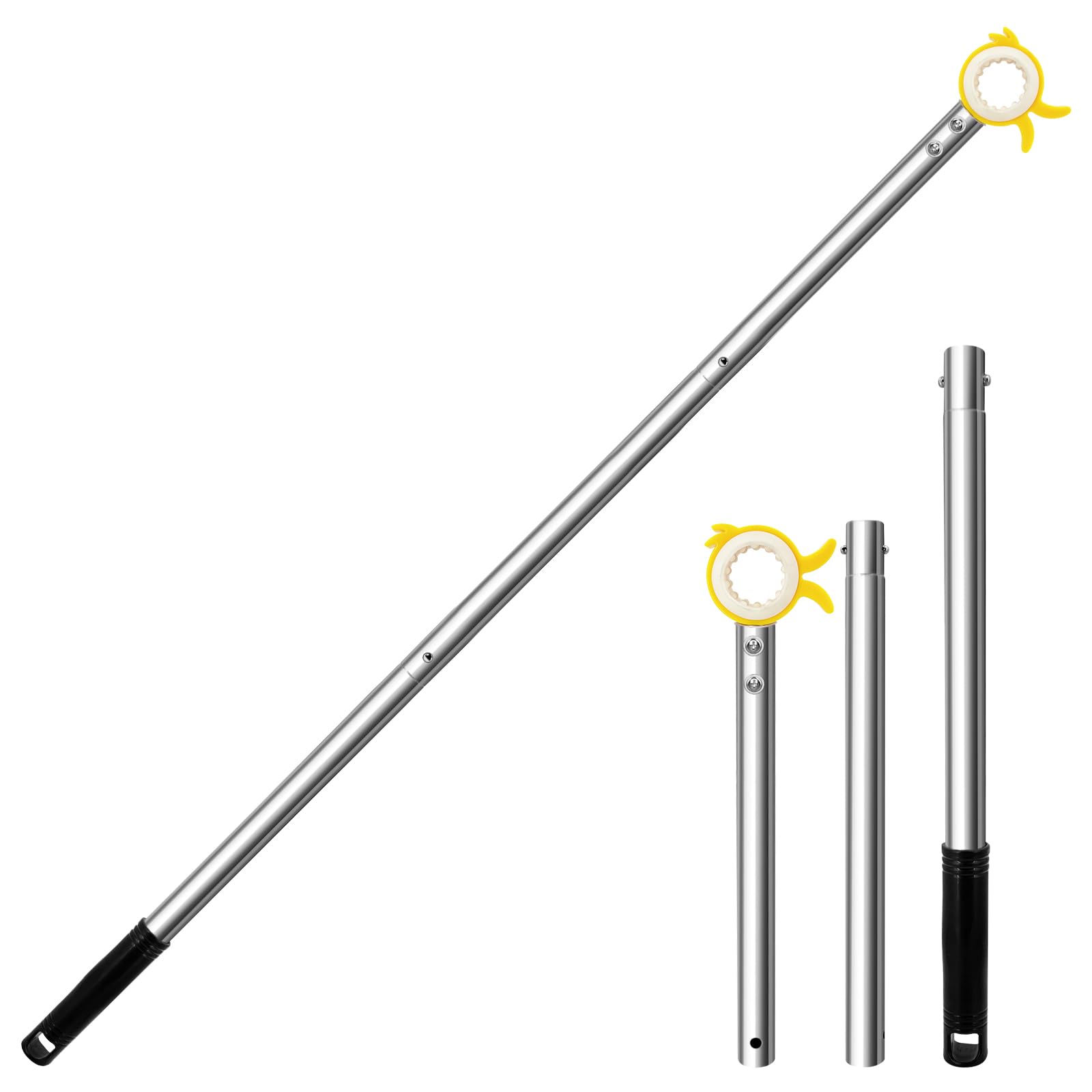 Drążek Teleskopowy Ze Stali Nierdzewnej Do Okien Dachowych I Rolet Z Hakiem Na Kijki Przedłużenie Klamki Okiennej Długość 65-92 Cm Srebro JM1.250902.02
