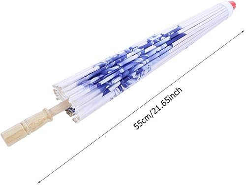 Miniatura 8 de Diyeeni Sombrilla tradicional china hecha de tela resistente, diámetro del paraguas 32.3 in, mango de madera 21.7 in, maravilloso disfraz de baile,