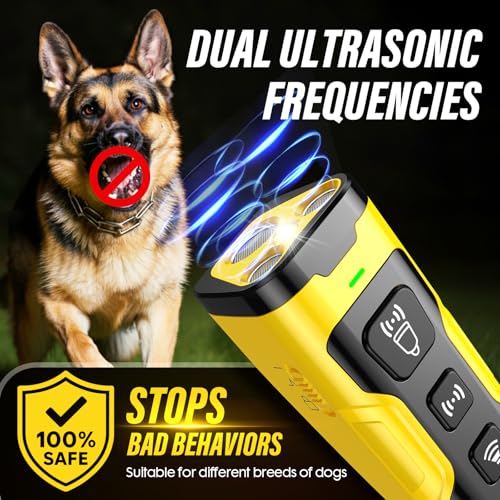 Image of YUYQA Dog Bark Deterrent Device, 3X Ultrasonic Anti Barking, 6 Training Modes 23 FT Range Barks No More Indoors Outdoors Behavior Correct Safe & Humane Rechargeable Compact Bark Control for Dogs