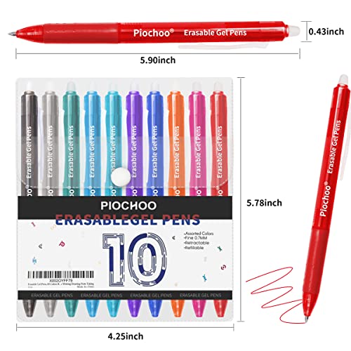 Bolígrafo borrable Piochoo 0.7mm punta fina gel multicolor miniatura 7