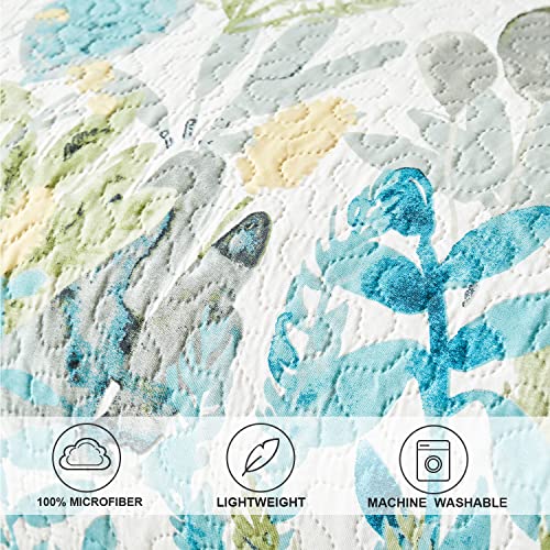 Image of Twin Daybed Cover Set Floral Daybed Bedding 3 Piece Reversible Cozy Day Bed Cover Double Sided Quilting Bedding Green Flower DayBed Comforter Set All Season for Twin Bed with 2 Standard Shams,39 inchx75 inch