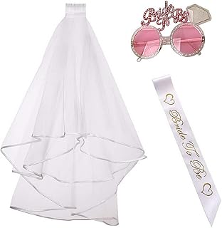 Bride to Be Veil Sash, White Bachelorette Veil Bridal Satin Sash Bridal Shower Engagement Favors Bachelorette Party Supplies Gift for Women