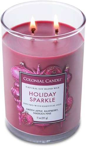 Vista 187 de Colonial Candle Vela perfumada en frasco, cilindros clásicos, brillo navideño, 2 mechas, 19 onzas, morado