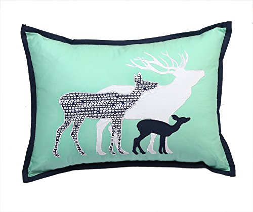 Bacati - Tribal Toddler Bedding Products (Decorative Pillow 12 x 16 inches, Mint/Navy)