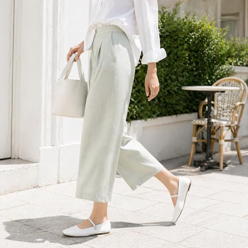 Image of MUSSHOE Square Toe Mary Jane Flats for Women: Comfortable Non-Slip Dressy Business Casual Shoes with Adjustable Strap for Office Work