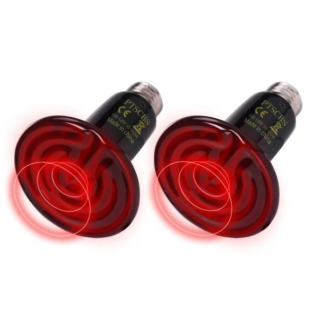 100W 2PCS Reptile Heat Lamp Black Ceramic Heat Emitter,Infrared Heater Bulb for Pet Coop Heater Chicken Lizard Turtle Brooder Aquarium Snake