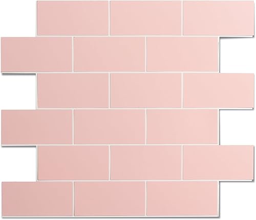 Protector contra salpicaduras más gruesos para cocina, adhesivo rosa para baño, lavandería y chimenea, azulejos de metro de 12 x 12 pulgadas,