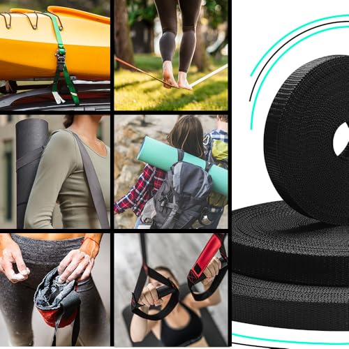 TECEUM 38 mm Gurtband – Schwarz – 9 Meter - Gurtband zum Klettern im Freien drinnen Basteln DIY (1.5” 10y)