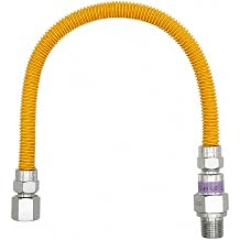 4408994 1/2 Inch Od X 3/8 Inch Id - 1/2 Inch Mip X 1/2 Inch Fip 72 Inch Long Yellow Epoxy Coated Stainless Steel Flexible Gas Connectors With Efv Gastop