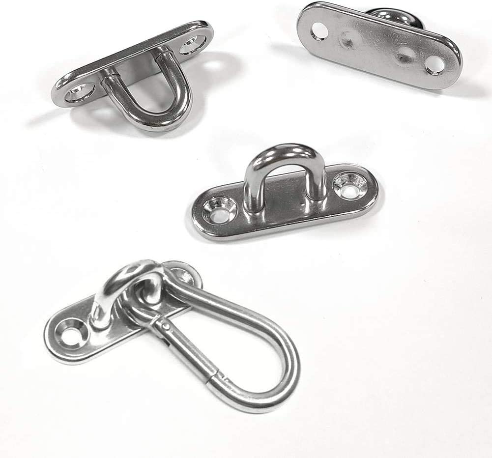 Stainless Steel Hooks - Pad Eye Plates & Snap Hooks (8 Pack) -4 Stainless Steel Hooks - Pad Eye Plates & Snap Hooks (8 Pack) -4