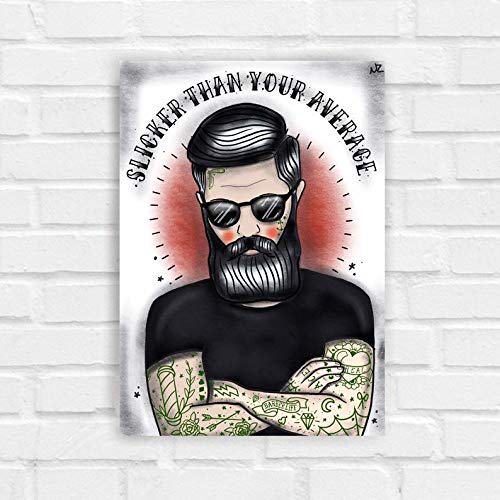 Targa Metallica Inga Barber Shop 20x30 Cm: Poster 'Slicker Than Your Average Barber' Per Decorazione Da Barbiere