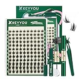 KEYYOU Wimpern-Cluster-Kit Manga-Wimpern Einzelne filigrane Wimper-Cluster mit 10ml Entferner Bond & Seal 10-16mm Wimpernverlängerung mit Spitzen D Curl Fairy Stil Manga Cosplay DIY zu Hause