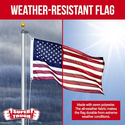 Super Tough 3ft x 5ft Polyester American Flag, Red, White Blue, 3' x 5' - Image 4