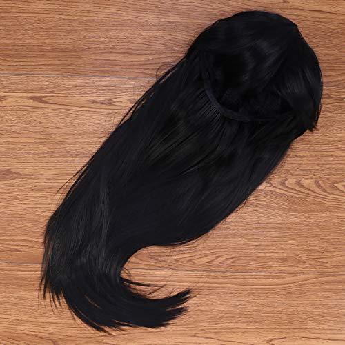 Lurrose 1 unidade peruca de fibra de alta temperatura longa peruca de cabelo reto preto peruca cospl