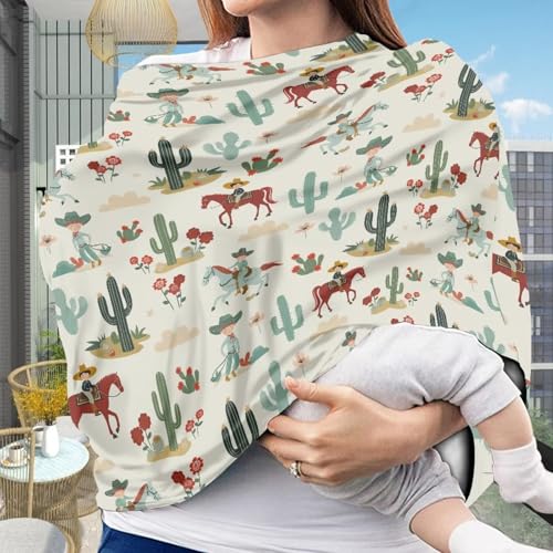 Image of Shopping Cart Cover for Baby Car Cover Western Cowboy Breast Feeding Cart Baby Car Seat Cover Toddler Boy Girls Breastfeeding Canopy Infant Stroller Cover Car Seat Canopy