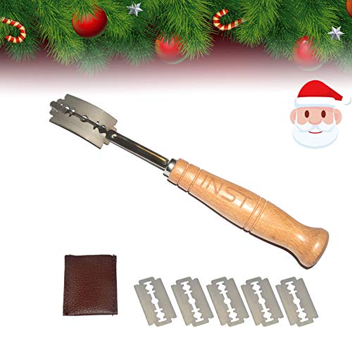 INST Bakers Bread Lame Bread Tool for Scoring Sourdough Bread Easily with 5 Sharp Blades 1 Ergonomic Wooden Handle 1 Leather Protective Cover - Bread Baking Tool Set for Homemade Bread, Cake, Pizza