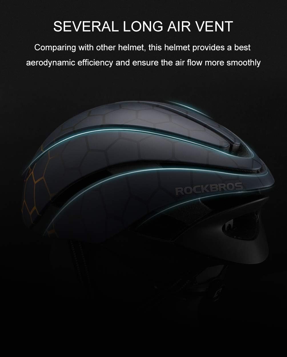 ROCKBROS Adult Bike Helmet Streamlined Aerodynamic, Comfortable Y - Shaped Strap Cycling Helmet for Men Women (58-62 cm) Reflective Adjustable Webbing for Road & Mountain Biking